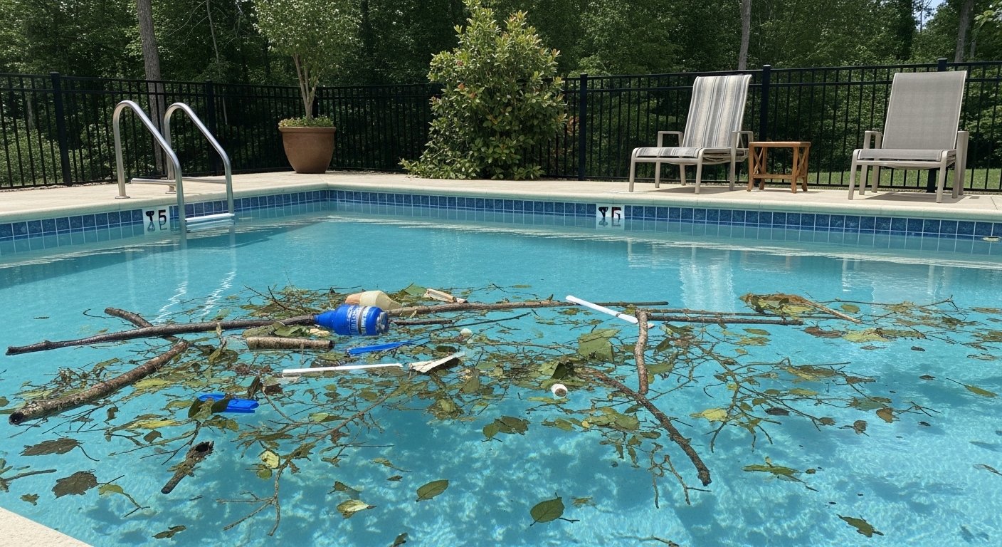 Storm Debris Cleanup From Pool photo 1