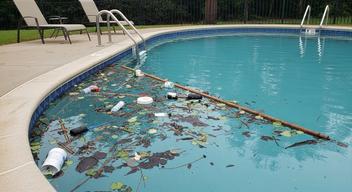 Pool Flooded After Heavy Rain photo 1